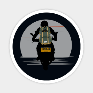 CAT DAD MOONLIGHT CAT IN A BACKPACK MOTORCYCLE RIDE Magnet